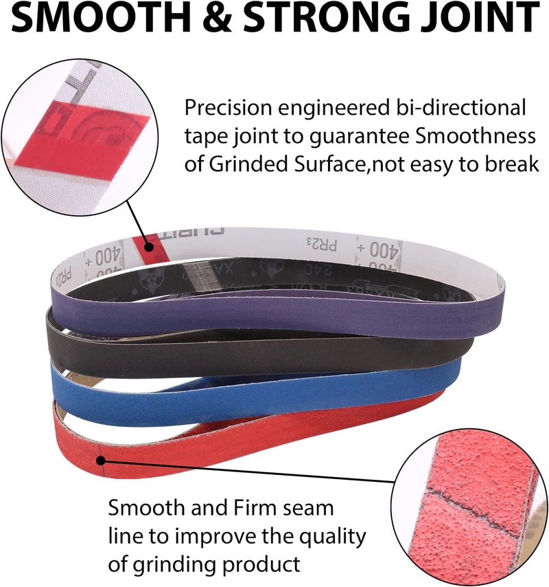 SHUTTLE GENIUS 16 Pack 1 x 30 Inch Sanding Belts, 1x30 Knife Sharpening Sanding Belts, 80/120/240/400/600/800/1000/5000 Grit Sander Belt for Knife Polishing Metalworking - Image 3
